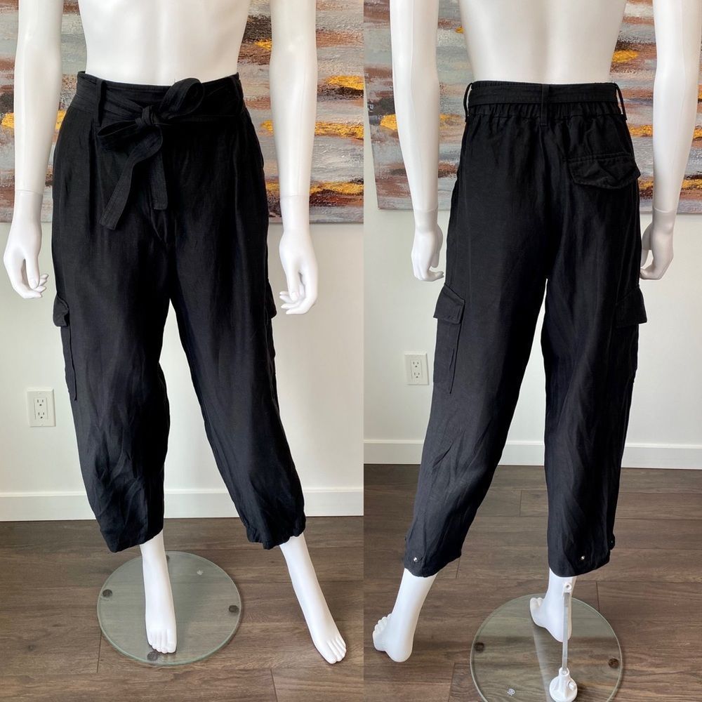 ARITZIA Wilfred Black Linen Blend Cargo Pants